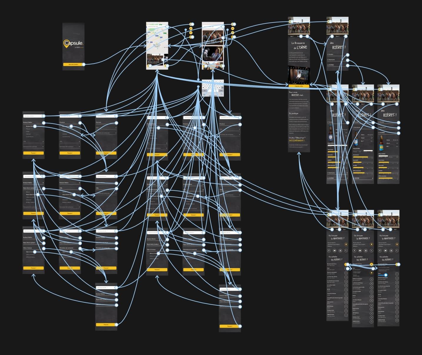 Visualisation du prototype. Cette visualisation permet d'illustrer les différentes interractions possibles.