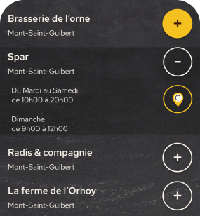 Capture d'écran application: Points de ventes où on peut trouver la bière - Brasserie de l'orne.